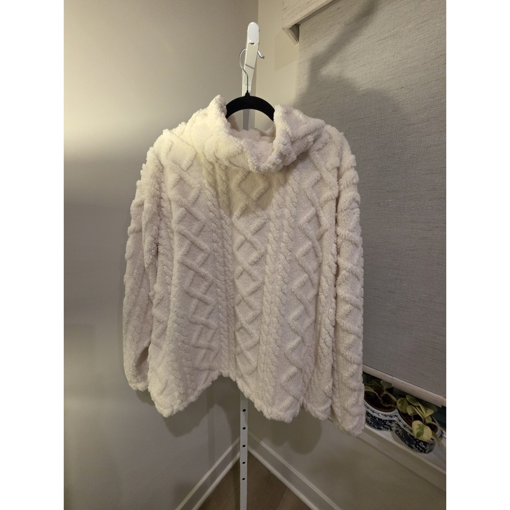 Women's Eddie Bauer White Quest Plush Textured Fleece Pullover Sz 2XL NWOT